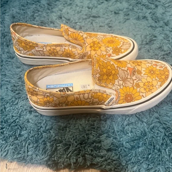 Vans Women's Yellow Floral Slip-On Sneakers - Picture 3 of 4